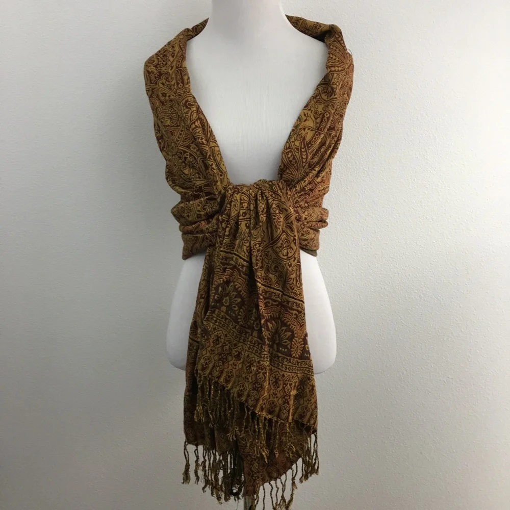 Multi Color Browns & Yellows Shawl / Scarf